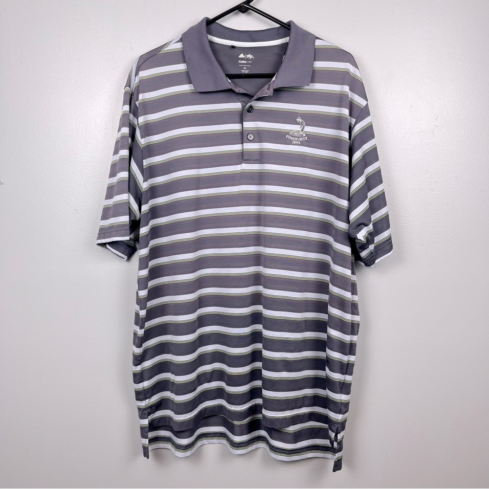 Adidas Climalite Pinehurst 1895 Polo Purple Striped Size XL; Golf, Activewear
